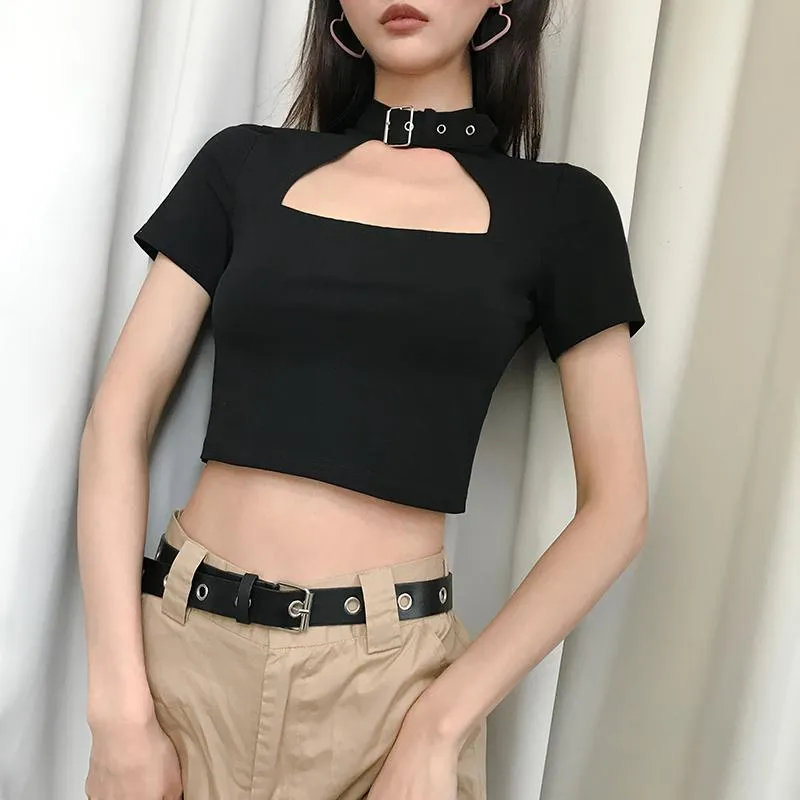 Buckle Collar Top