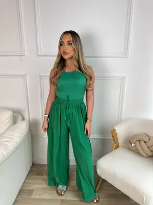Green Pleated Trousers