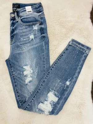 JUDY BLUE DISTRESSED HIGH WAIST JEANS