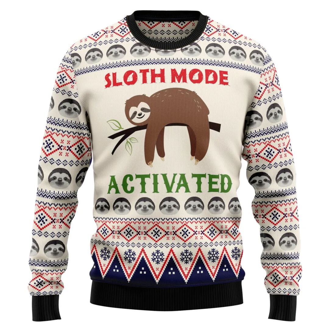 Sloth Mode Activated Ugly Christmas Sweater, Christmas Gift Sweatshirt, Unisex Sweater Gift, Ugly Sweater, Christmas Sweater
