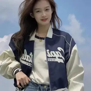 Women's Oversized Baseball Jacket Short Varsity Jackets XL 474408